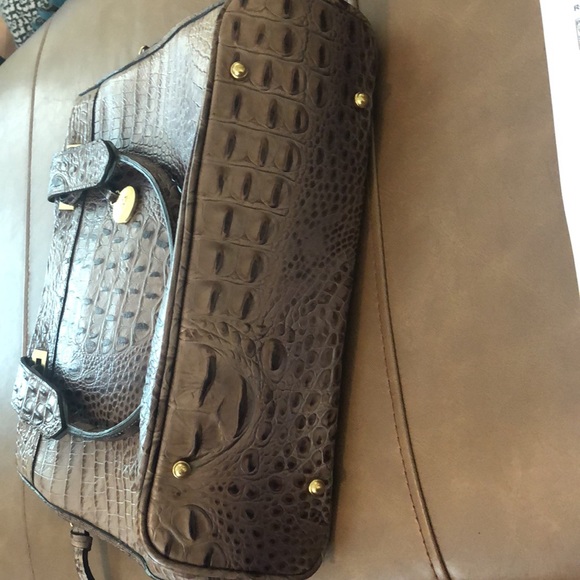 Brahmin Purse Tote Taupe Gray Excellent - Picture 10 of 10